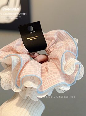 春季2026新款大肠发圈女童时尚百搭发饰耐用加粗皮筋头圈格纹发绳