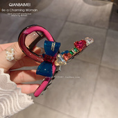 东大门醋酸中号抓夹彩色爱心水钻高级感发夹盘发鲨鱼夹适合发量少