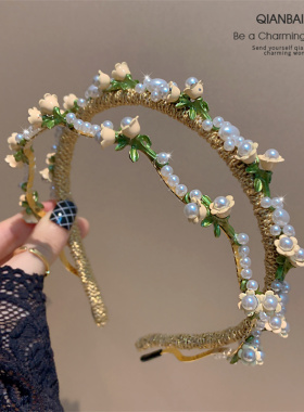 铃兰花森系高级感发卡发箍高颅顶
