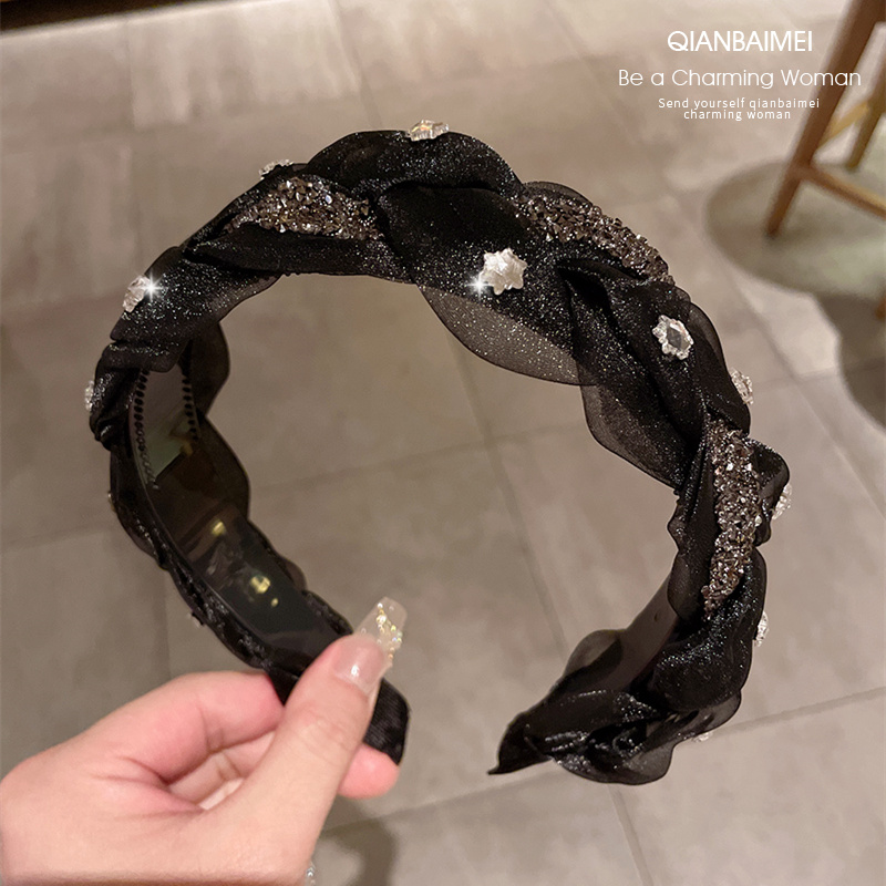 2023新款网纱编织镶钻发箍韩国