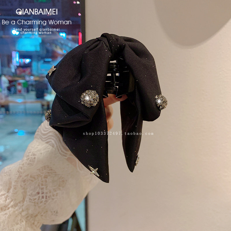 复古缎面蝴蝶结抓夹女碎钻闪钻高级感优雅低马尾发夹子后脑勺头饰,饰品/流行首饰/时尚饰品新,发饰,淘宝优惠券,粉丝福利购,淘宝优惠卷