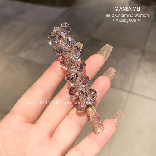 水晶一字夹发夹女精致高端发饰