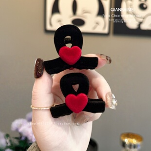 韩国甜美植绒爱心发卡小号抓夹盘发半扎发公主头发夹女童过年头饰