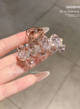 清冷透亮水晶抓夹小号鲨鱼夹甜美淡紫色发夹半抓发夹子网红新款潮