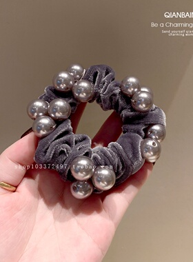 法式高级感灰色丝绒头圈气质小肠圈女款绑发头绳耐用高弹力发圈女