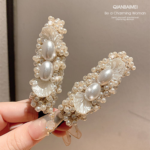 重工珍珠发夹简约高级感顶夹刘海