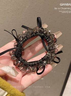 高级感蝴蝶结水晶发圈女轻奢发绳