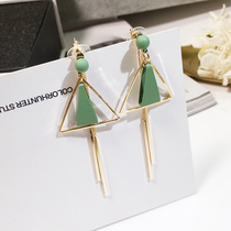 Street auction net red same Korean Earrings long classic triangle candy temperament tassel dual purpose earrings earrings female