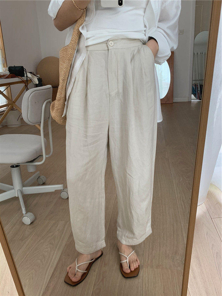 富尔大码定制女装肥妹妹mm纯棉工装阔腿夏薄款宽松显瘦休闲九分裤