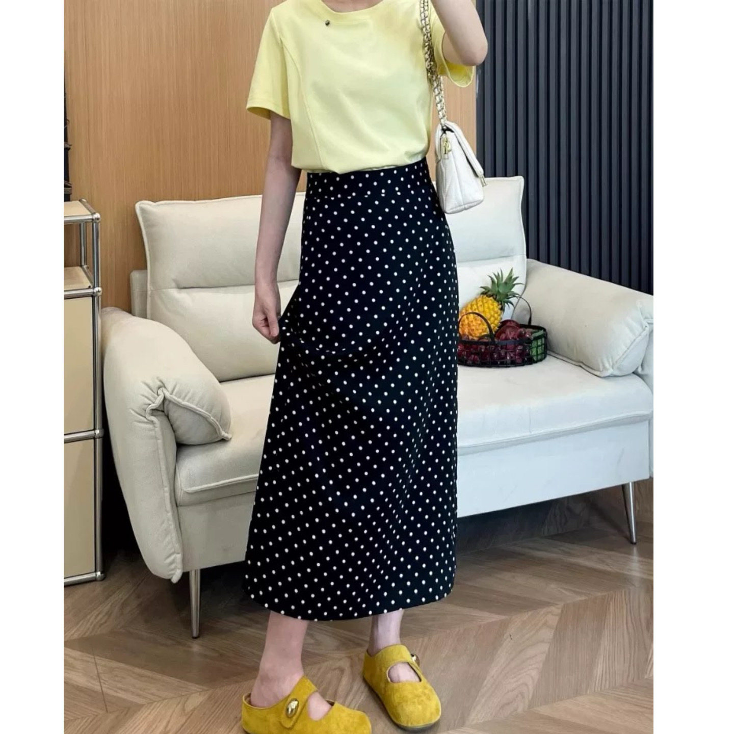 富尔大码定制女装肥妹妹mm黑色波点半身裙夏高腰宽松显瘦休闲长裙,女装/女士精品,大码半身裙,淘宝优惠券,粉丝福利购,淘宝优惠卷