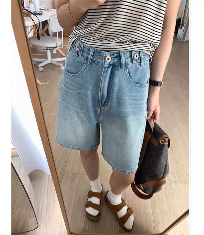 富尔大码定制女装肥妹妹mm高腰直筒牛仔短裤夏宽松显瘦阔腿五分裤,女装/女士精品,大码裤装,淘宝优惠券,粉丝福利购,淘宝优惠卷