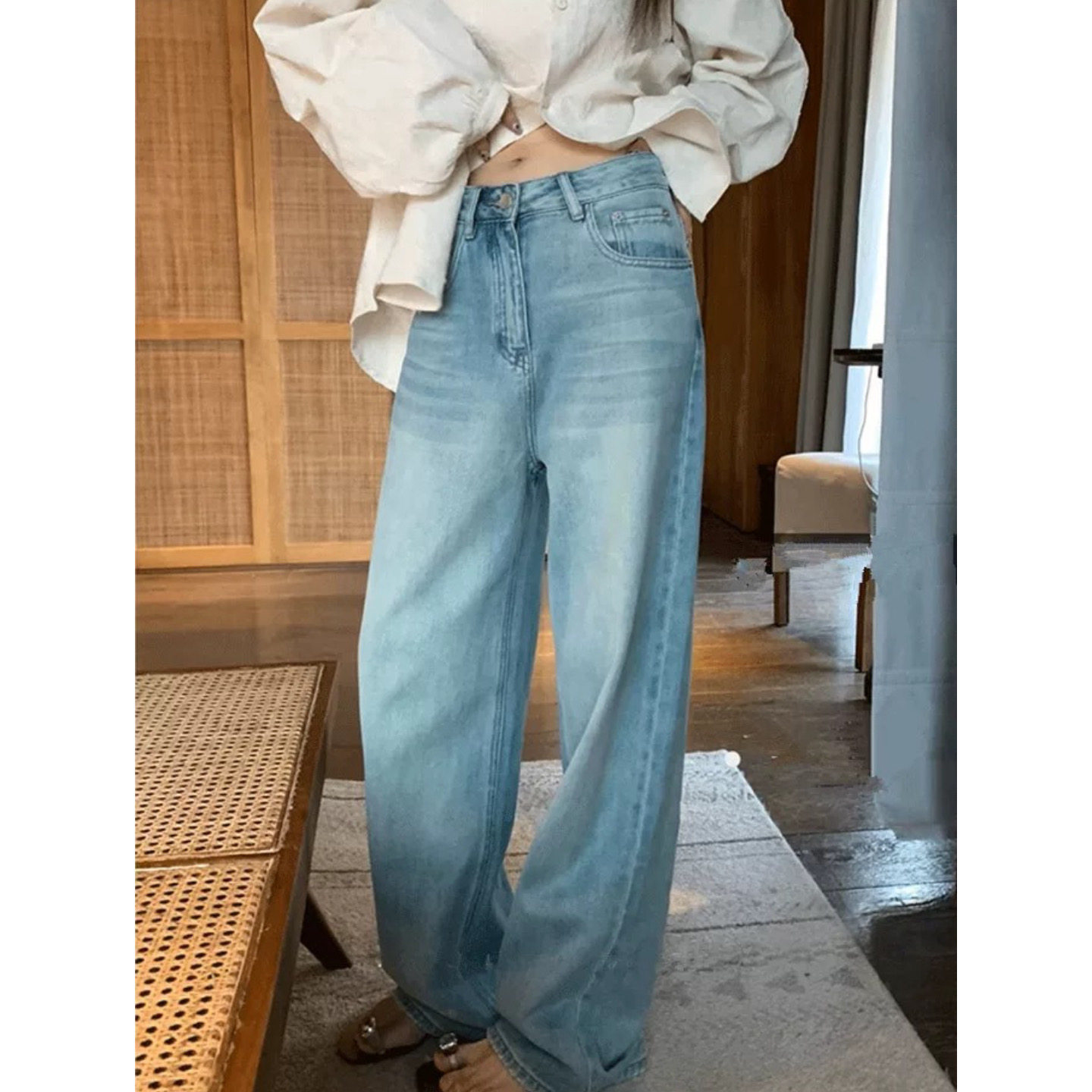 富尔大码定制女装肥妹妹mm慵懒阔腿牛仔春夏高腰宽松显瘦遮挎长裤,女装/女士精品,大码裤装,淘宝优惠券,粉丝福利购,淘宝优惠卷