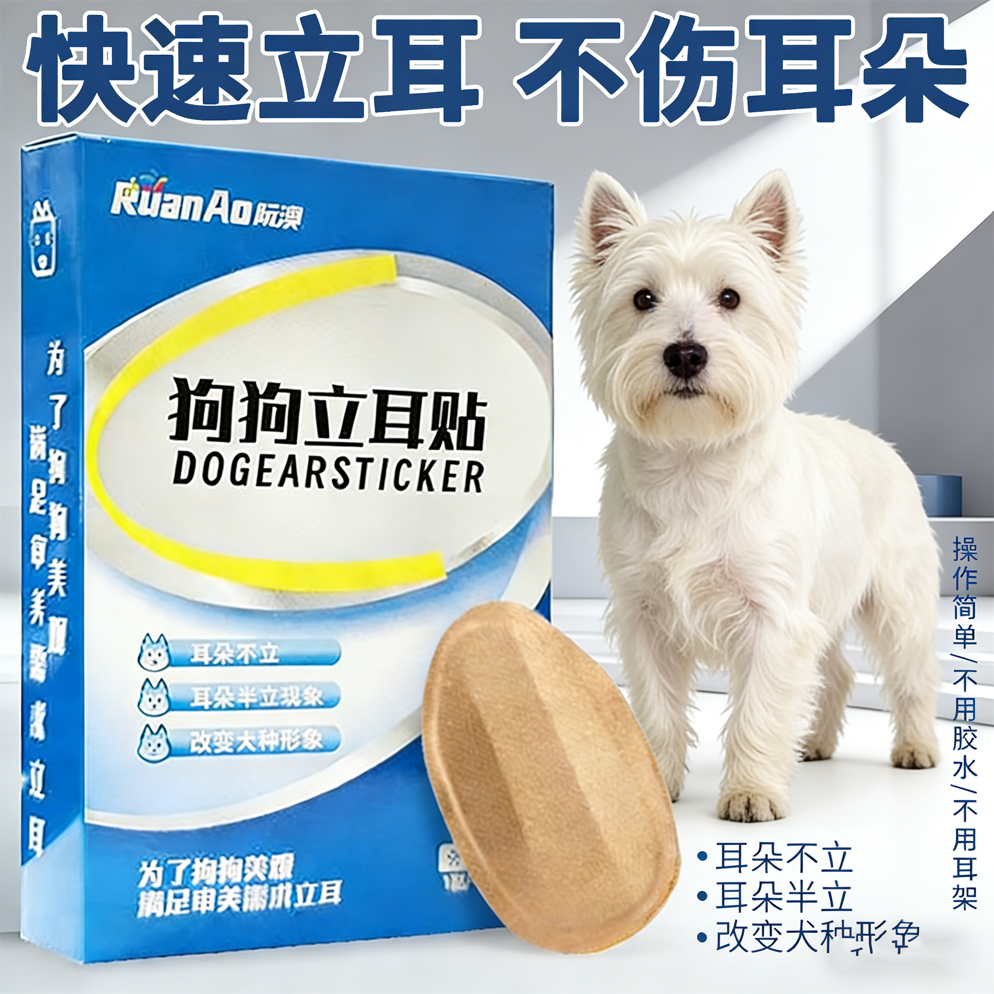 西高地专用狗狗立耳贴幼犬小狗立耳朵神器辅助器固定立耳器免胶水