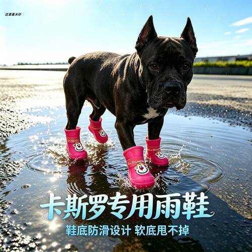 卡斯罗专用狗狗雨鞋脚套小狗鞋子外出软底甩不掉夏季透气雨天狗鞋