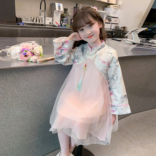 女童连衣裙2026新款春装儿童汉服国风新中式公主裙春秋款女孩裙子