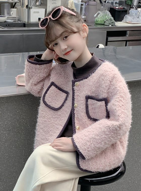 女童小香风加厚毛呢大衣