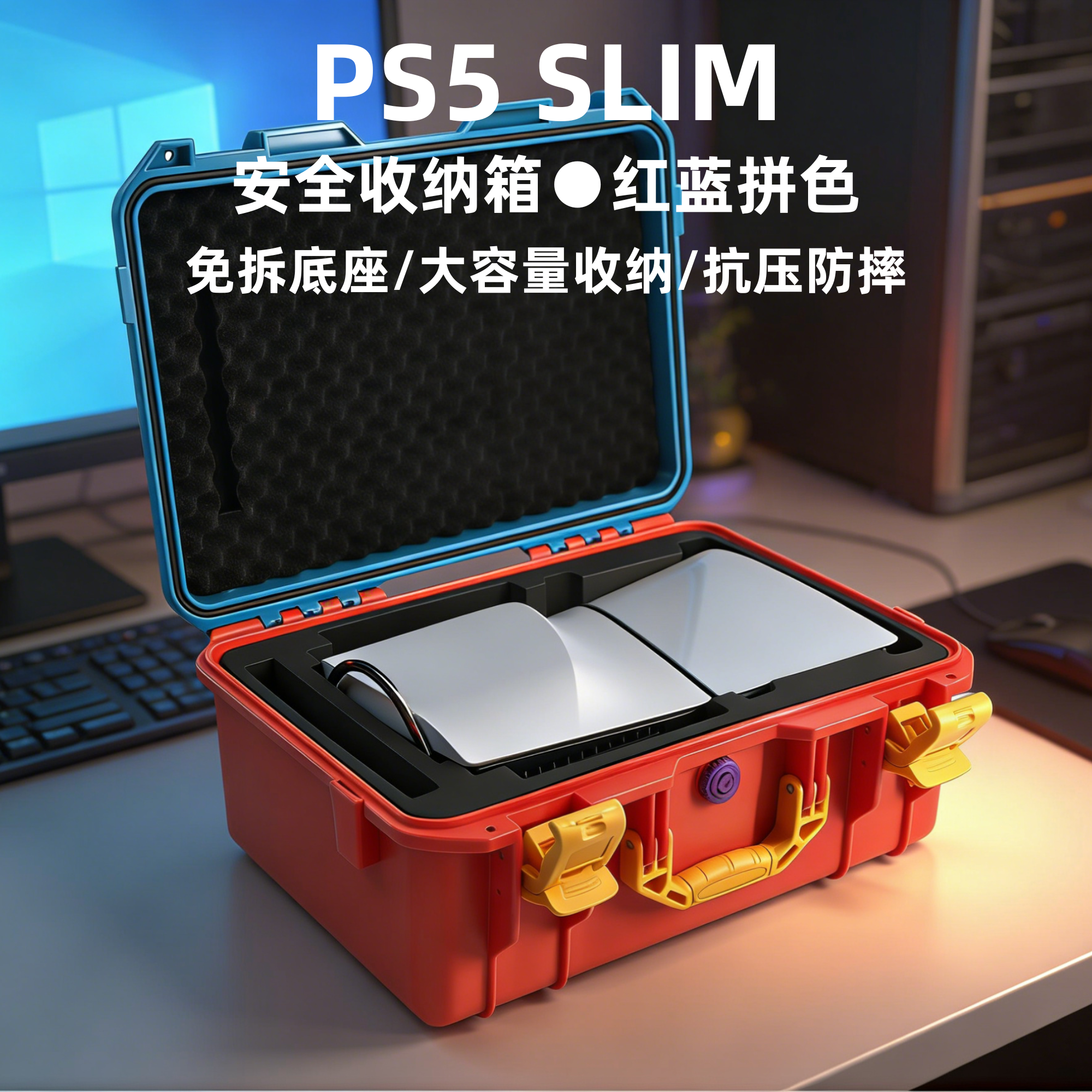 适用索尼PS5 SLIM收纳包主机包免拆底座安全保护盒slim收纳手提箱