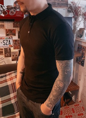 夏季男士短袖Polo纯棉修身翻领简约日常精梳棉纯色t恤薄款保罗衫