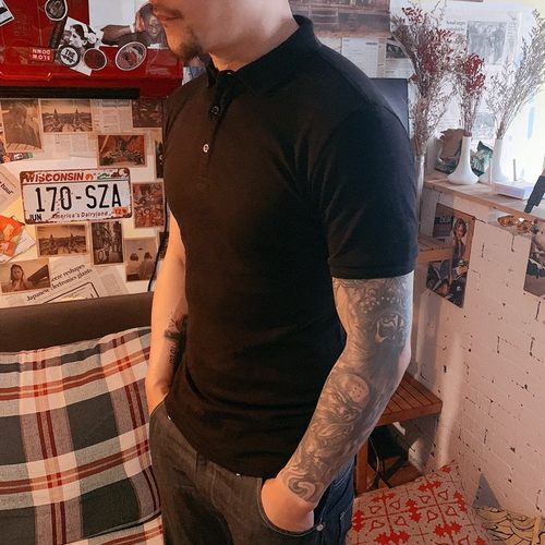 夏季男士短袖Polo纯棉修身翻领简约日常精梳棉纯色t恤薄款保罗衫