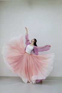 桃紫云裾堆堆领大摆国风爵士中式 飘逸纱衣 舞蹈古典仙气飘飘广袖