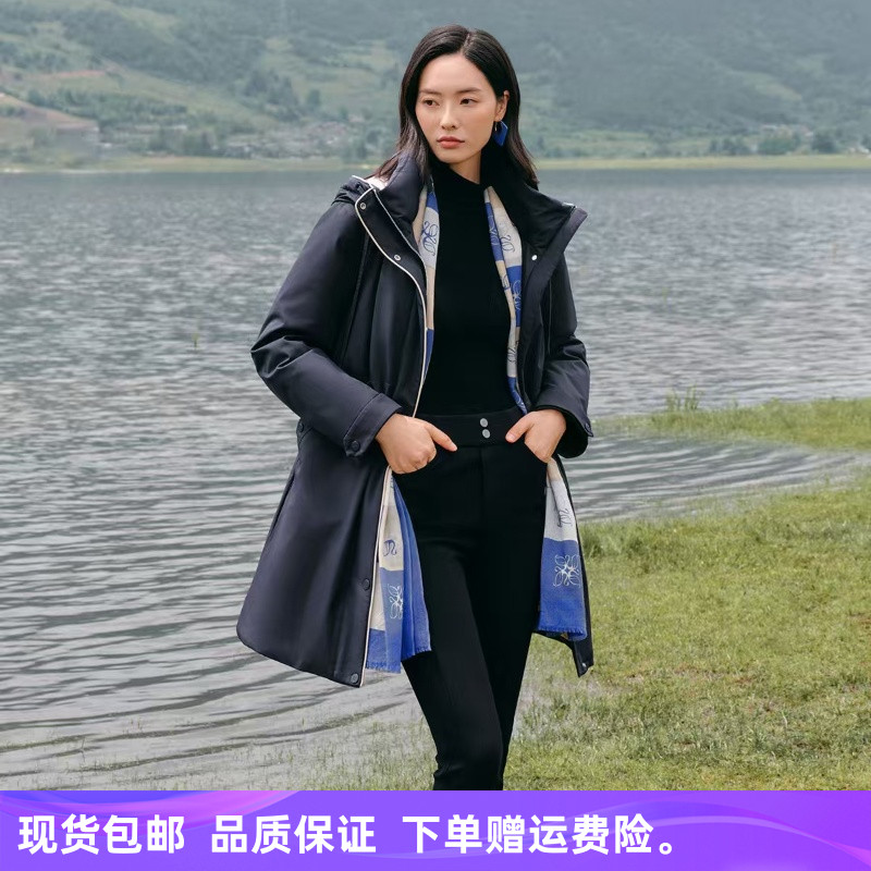 娜家女装2025年冬季新款时尚简约鹅绒保暖羽绒服中长款外套