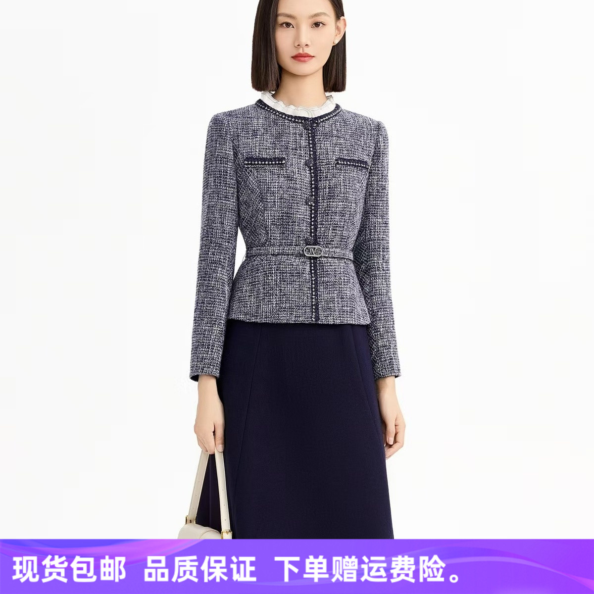 【商场同款】娜家25冬季新品小香风时尚气质显瘦假两件连衣裙子