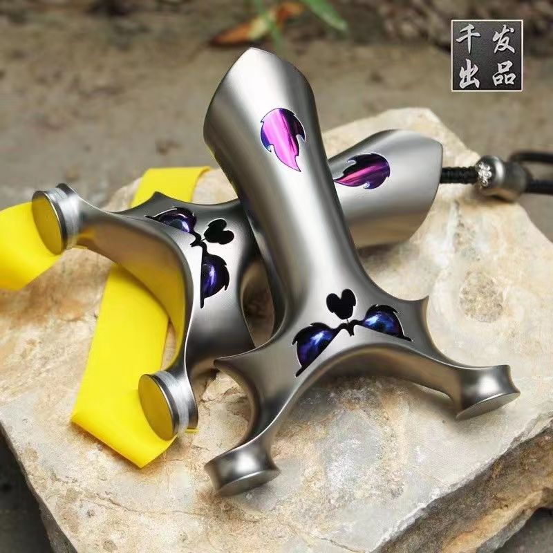 千发大圆头弹弓钛合金精准大威力成人户外实战加厚飞虎大炮扁皮弓