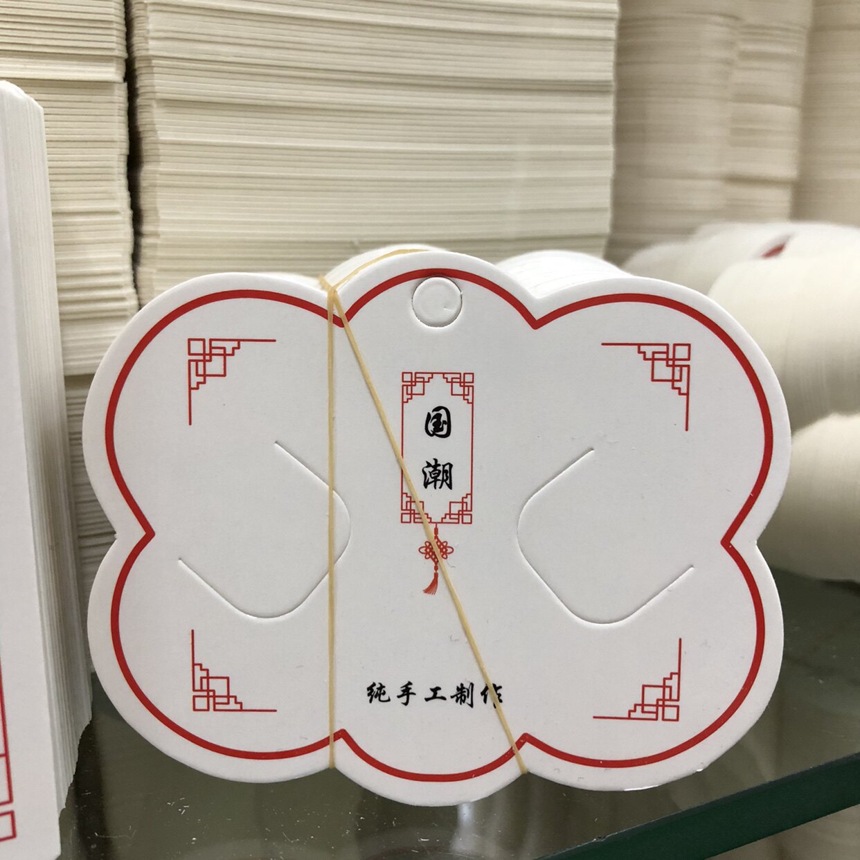 新款发饰卡纸 国潮纯手工白云朵纸卡发夹diy材料包装古风发夹配件