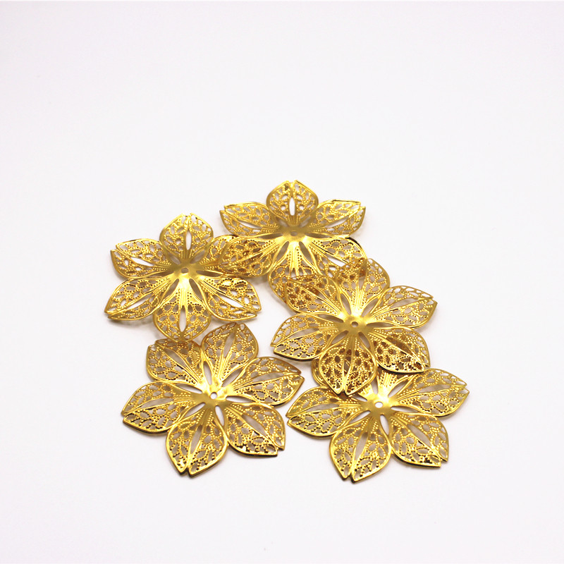 和风古风六瓣花金属铁片diy手工发饰材料配件步摇发簪镂空43mm