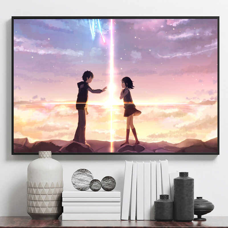 你的名字星空墙纸宿舍床头背景墙壁画动漫二次元房间装饰自粘壁纸