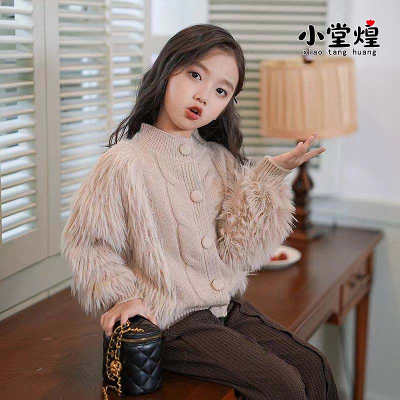 童装女童毛衣外穿针织衫仿水貂绒毛毛上衣秋装小女孩洋气时髦童装
