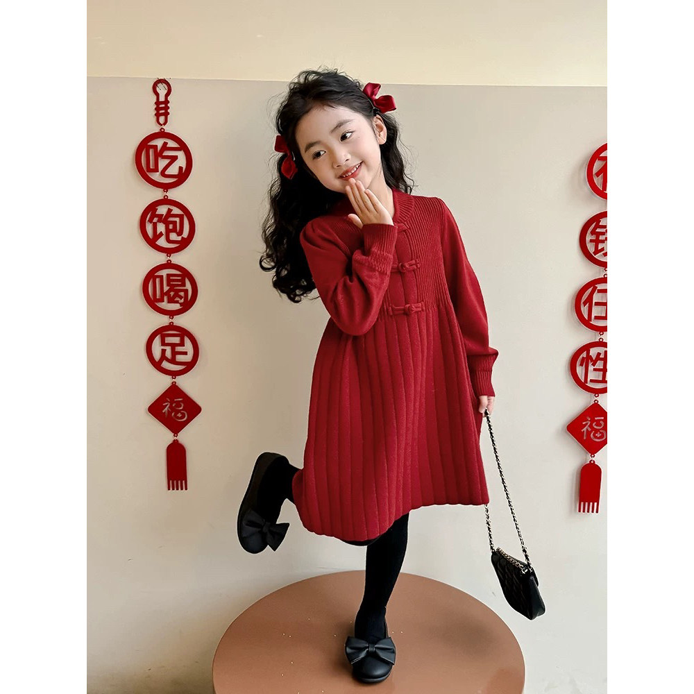 国庆表演女童连衣裙2025秋冬装儿童中式公主裙女孩洋气裙子中国红,童装/婴儿装/亲子装,连衣裙,淘宝优惠券,粉丝福利购,淘宝优惠卷