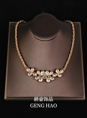 新款个性小众复古ins花朵莱茵石