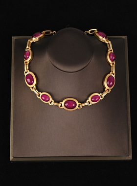 新款个性小众复古中古简约玫红色