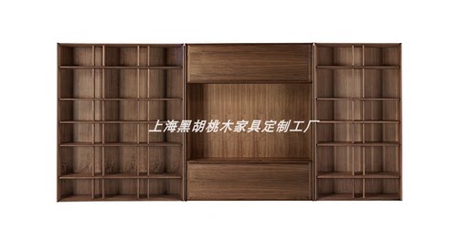 传世家具黑胡桃全实木组合书柜