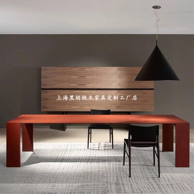 意式极简金属餐桌现代大平层客厅加长金属餐桌PORRO家金属会议桌