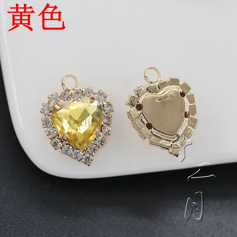 thumbnail for Color retaining copper drill claw drill sewing clothes drill four hole fixed diamond love pendant 14*18MM necklace bracelet handmade YM55