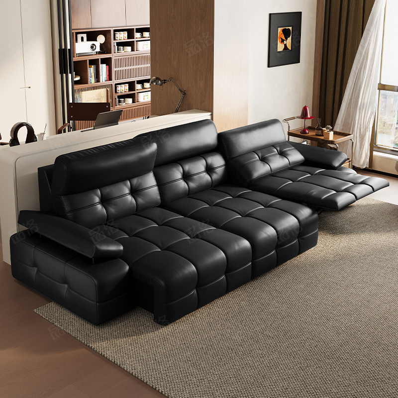 品洛劳伦斯电动真皮伸缩沙发客厅2026新款两用头等太空舱直排组合
