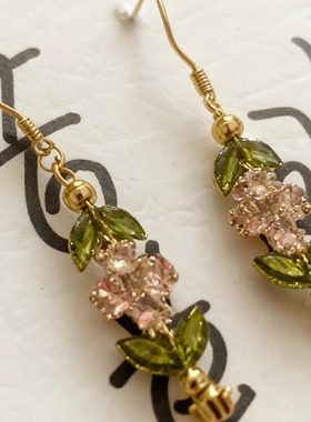 春日物语绿色锆石手工原创项链手链耳环闪闪发光成套自带送人爱人