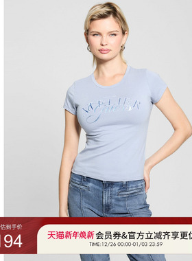 GUESS女士简约字母印花圆领修身短袖T恤-W5GI52K49A1