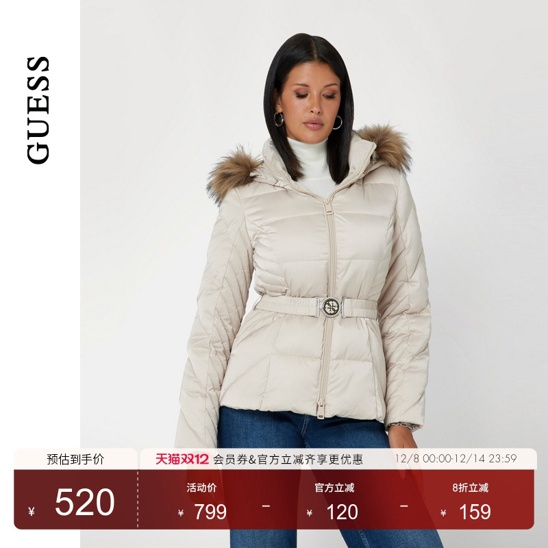 GUESS可拆卸毛领羽绒服
