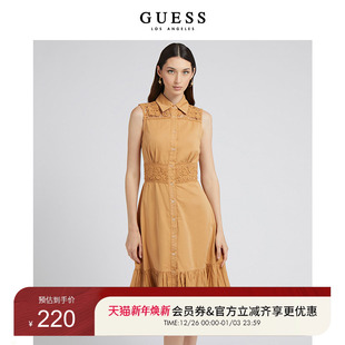 GUESS女士气质无袖 W2YK85WET90 纯欲休闲收腰千禧初恋连衣裙