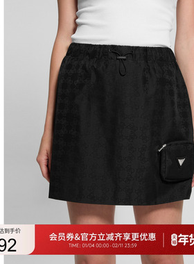 GUESS女士时尚运动风侧边口袋半身短裙-V4BD00WGLW2