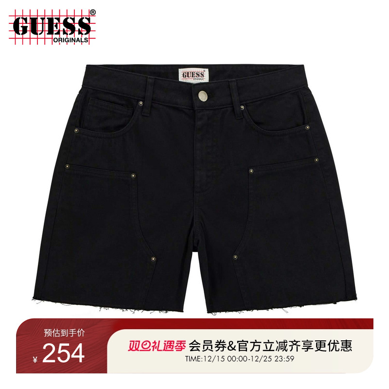 GUESS Originals25年新款夏季女士辣妹纯黑牛仔短裤-W5GD1NWGCVA