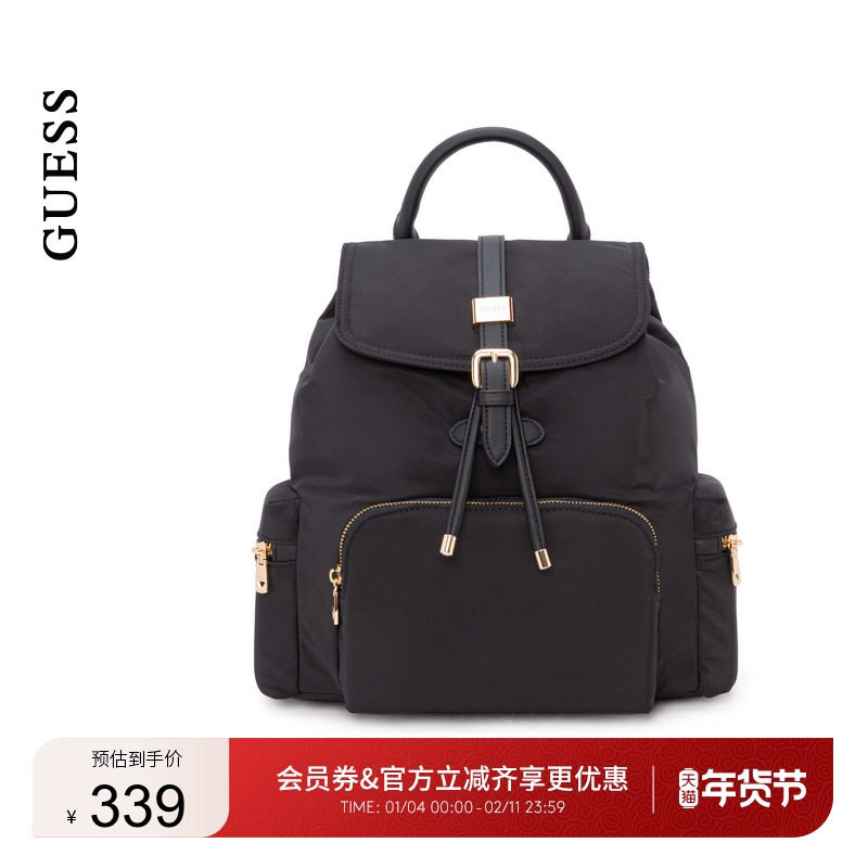 GUESS简约纯色休闲双肩包
