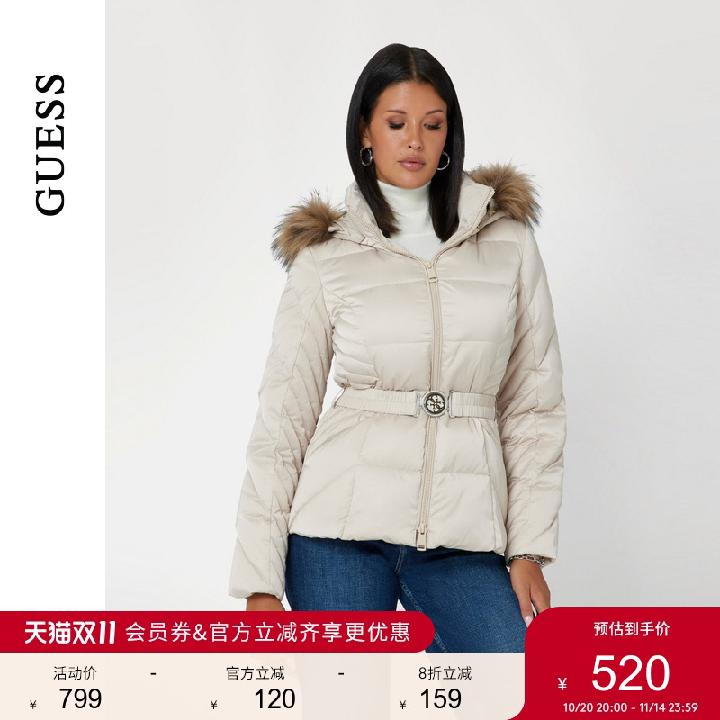 GUESS可拆卸毛领羽绒服
