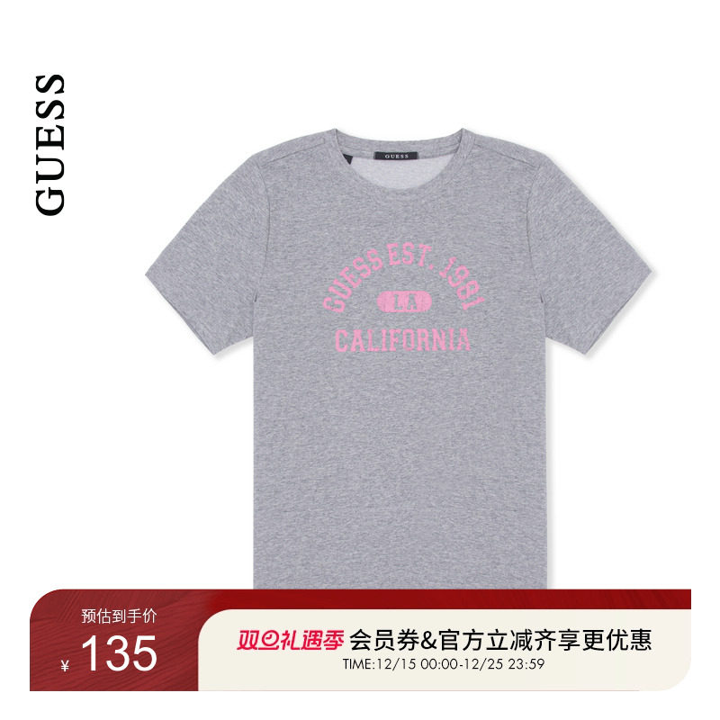 GUESS男女同款百搭印花字母圆领短袖T恤-YP2K9423K