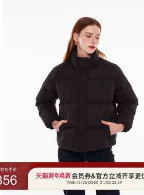 GUESS24年新款冬季女士日常通勤百搭纯色立领羽绒服W4PL4TW55R0