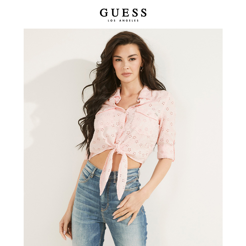 GUESS 女士刺绣甜辣性感衬衫-W2GH07D4NW1 女装/女士精品 衬衫 原图主图