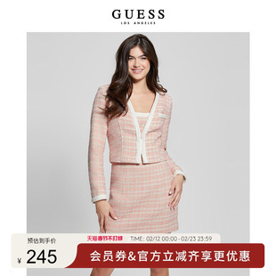 GUESS女士法式甜美气质粉色小香风短外套-W4RN38WFWV2